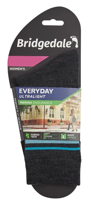 Bridgedale - Womens Liner Base Layer Merino Socken - Dunkelgrau / Blau - Image 2