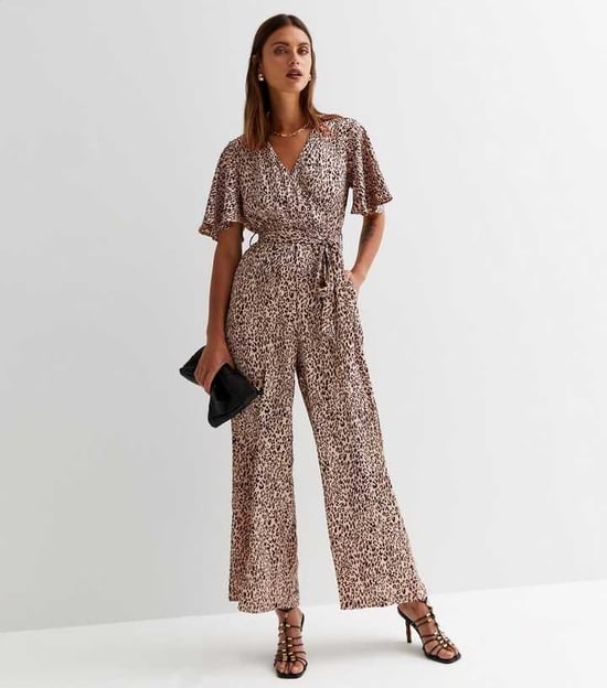 Satin Tier Engel Ärmel Wrap Jumpsuit - Image 1