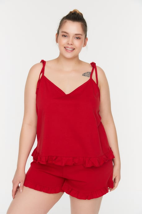 Cool Comfort Plus Size Schlafanzug Set in Rot - Image 1