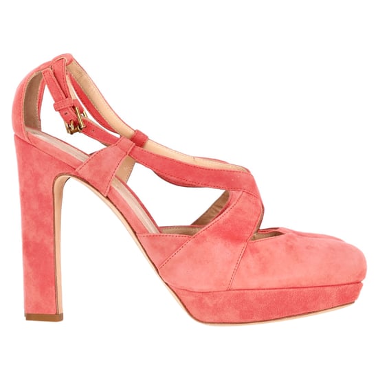Jil Sander Kreuzriemen Chunky Heel Plateau Pumps aus Korallenwildleder - Image 1