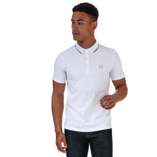 Men's Armani Exchange Bold Tipped Polo Shirt in White