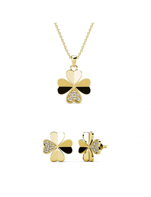 Parure et Coffret Kleeblatt - Doré et Cristal - Image 1