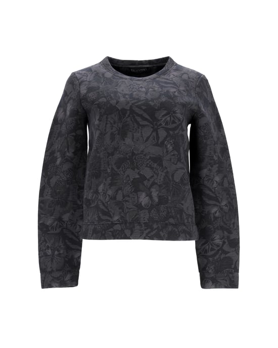Valentino Sweatshirt mit Schmetterlingsdruck aus grauer Baumwolle - Image 1