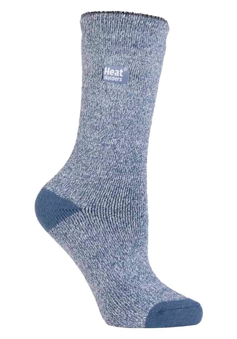 Heat Holders Lite - Dünne Winter-Thermosocken für Damen in einfarbigen Farben - Denim / Creme - Image 1