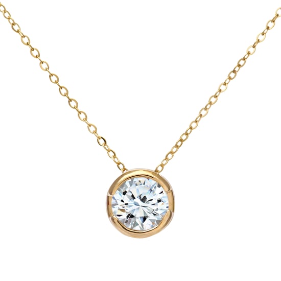 Pendentif diamant demi-carat en or jaune 9 carats et chaîne de 18 pouces - Image 1