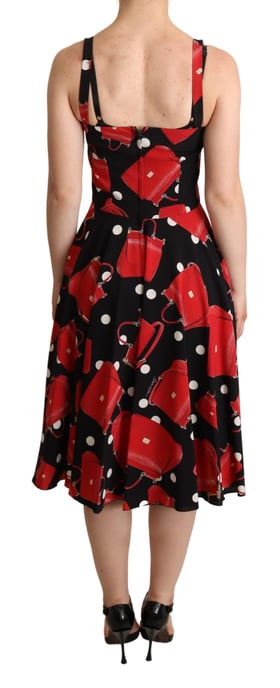 Dolce & Gabbana Women's Black Red Bag Print A-line Dress Mid Length (robe mi-longue imprimée sac) - Image 3