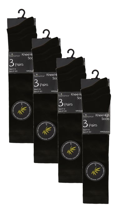 12 Paar Multipack Mädchen Kniestrümpfe aus Bambus | Lange Schule Kinder Socken - Schwarz - Image 2