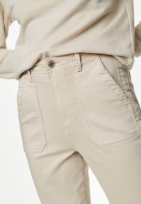 M&S Collection Damen Baumwollmischung Slim Fit Ankle Grazer Joggers Beige - Image 3
