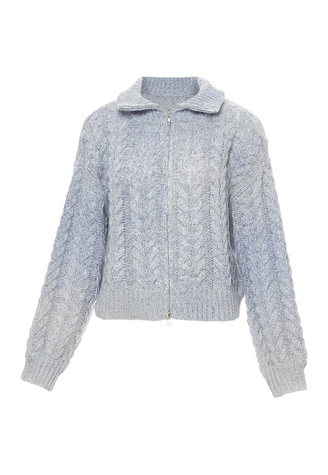 Mymo Strickjacke Damen Blau Wollweiss - Image 1