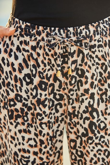 Leopard Print Relaxed Tapered Trouser With Pockets