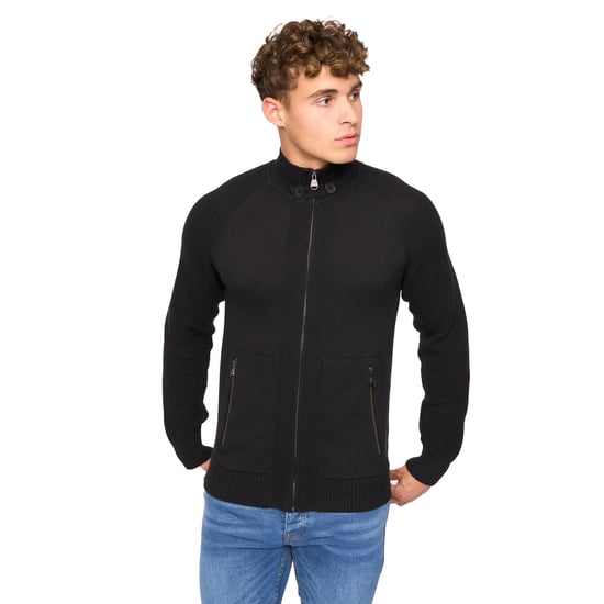 Crosshatch - "Birchin" Pullover Durchgehender Reißverschluss für Herren (Schwarz) - Image 1