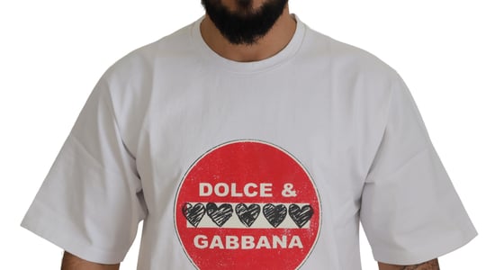 Dolce & Gabbana Weißes Amor Herz Baumwolle Rundhals T-Shirt für Herren - Image 4
