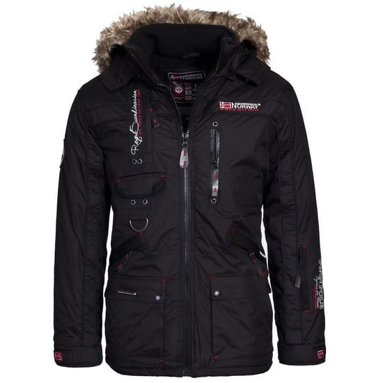 Geographical Norway Men's winter jacket – Model: Avoriaz – Outdoor hooded Jacket in Black