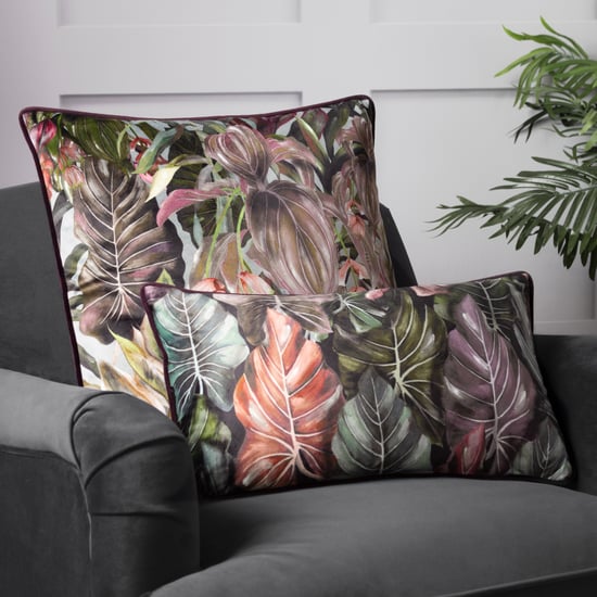Wylder Tropics Mogori Wild Medinilla Piped Velvet Cushion Cover