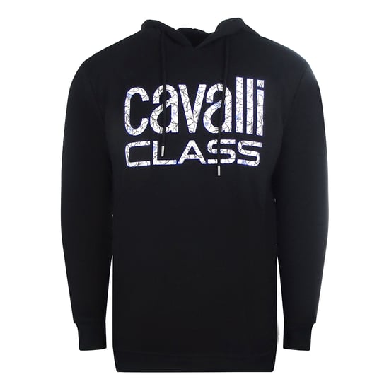 Schwarzer Cavalli Class Kapuzenpullover mit Blumenlogo - Image 1