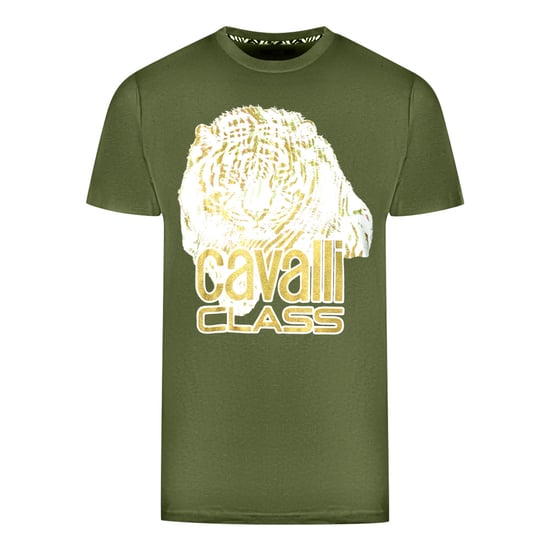 Cavalli Class großes Tiger-Logo grünes T-Shirt - Image 1