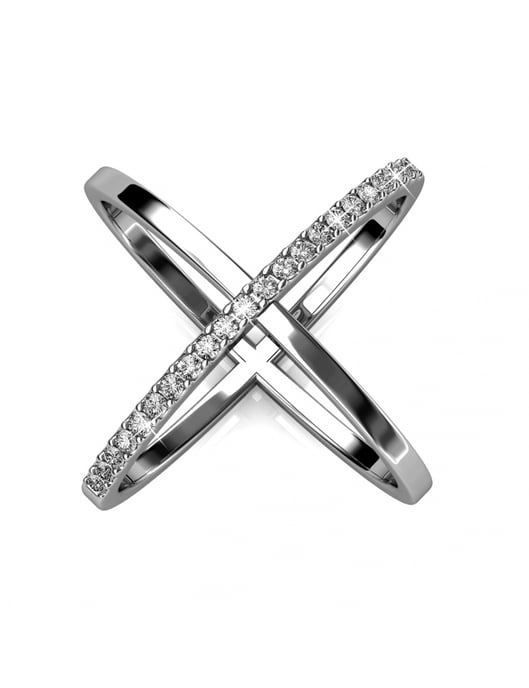 X Duo Ring - Silber und Kristall - Image 1