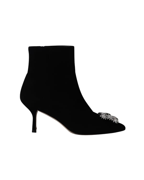 Stuart Weitzman Kristall-Schnallen-Kera Stiefeletten aus schwarzem Wildleder - Image 1