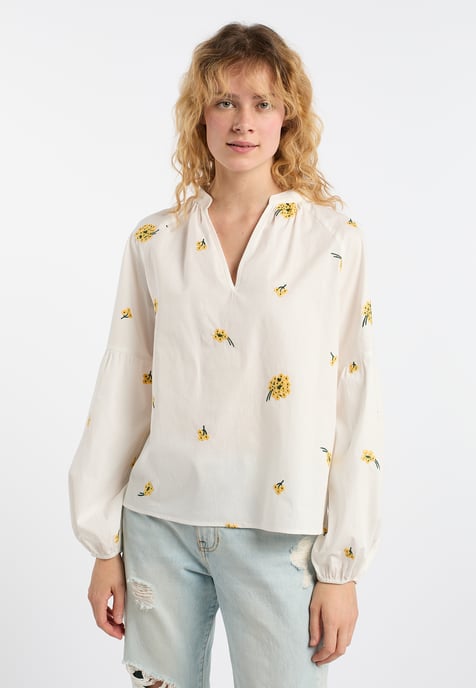 Dreimaster Tunika Damen Wollweiss Gelb - Image 3