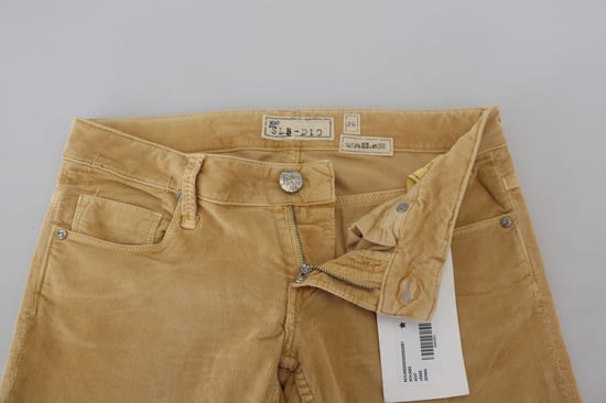 Acht Brown Cotton Corduroy Low Waist Women Casual Women's Jeans