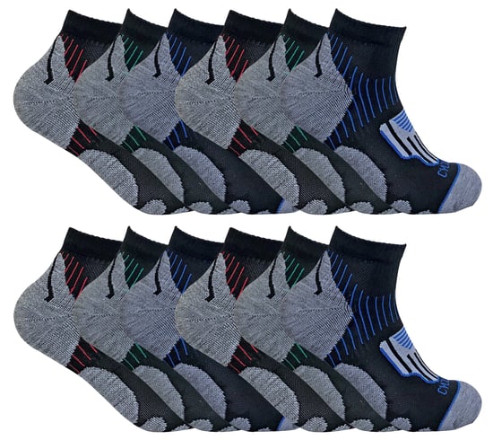 12 Paar Multipack Herren-Radsport-Socken | Sock Snob | Schwarze Low Cut Socken | Ideal für Laufen, Fitnessstudio & Sport - Schwarz - Image 1