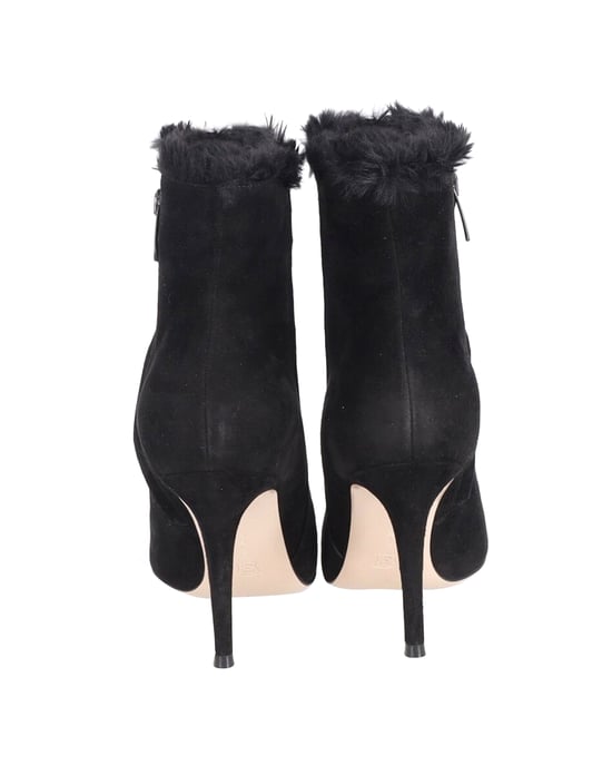 Gianvito Rossi Stiefeletten mit Fellfutter aus schwarzem Wildleder - Image 4