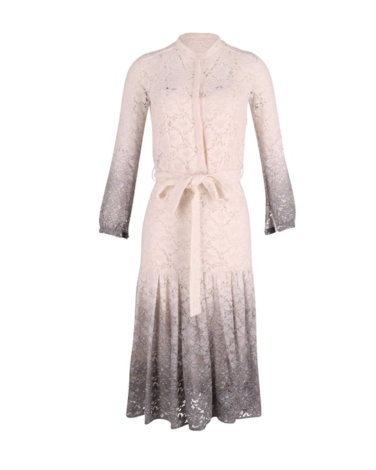 Burberry Prorsum Degrade Spitze Kleid in Ombre Weiß/Grau Triacetat - Image 4