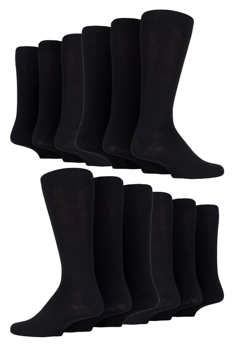 Sock Snob - 12 Paires Homme Chaussettes Coton Rayures Business - Noir - Image 1
