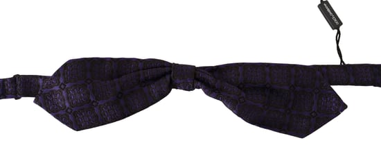 Dolce & Gabbana Blue Geometric Silk Adjustable Neck Papillon Men's Tie
