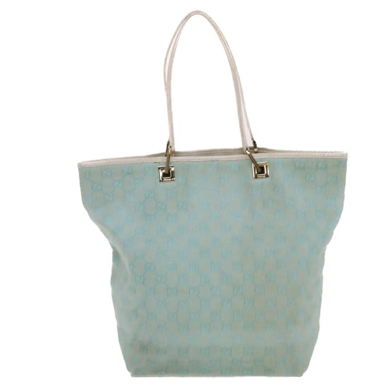 GUCCI GG Canvas Tote Bag Hellblau Weiß Auth 50181 - Image 1
