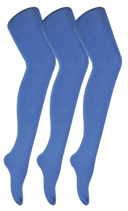 3 Paar Multipack Damen farbige undurchsichtige 80 Denier Strumpfhosen | Socken Snob | Einfarbige Block Farbe Strumpfhosen - Mondschein Blau - Image 1
