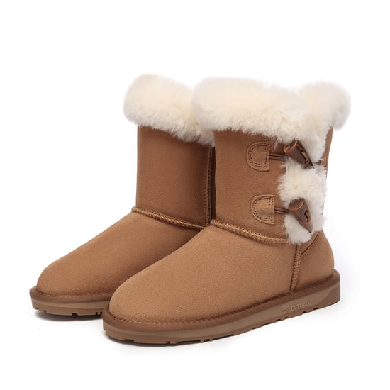 EVER AU Women Stork Horn Toggle button Short Boots