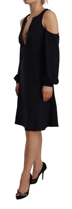 Twinset Damen Schwarzes Langarm-Ausschnitt-A-Linie Kleid - Image 2