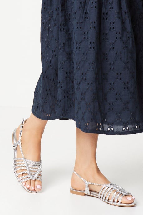 Luna Plaited Slingback Flat Sandals