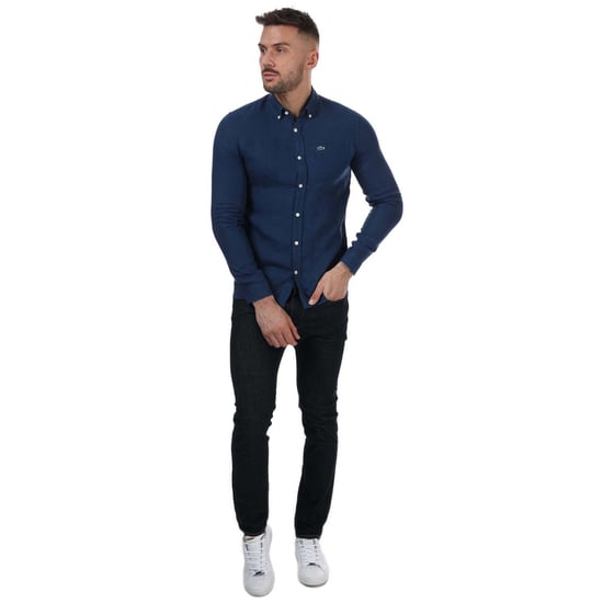 Chemise classique lin Lacoste Pour Homme en Bleu - Image 3