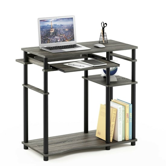 Furinno Abbott Computer Desk with Bookshelf - French Oak Grey/Black