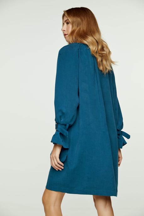 Petrol Blue Pocket Detail Tencel Dress