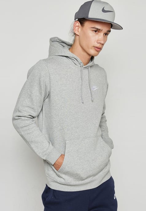Nike Club Pullover Hoodie mit gesticktem Logo in Grau - Image 1