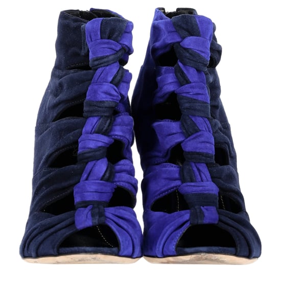 Sergio Rossi Bicolor Cut-Out Stiefeletten aus blauem Wildleder - Image 3