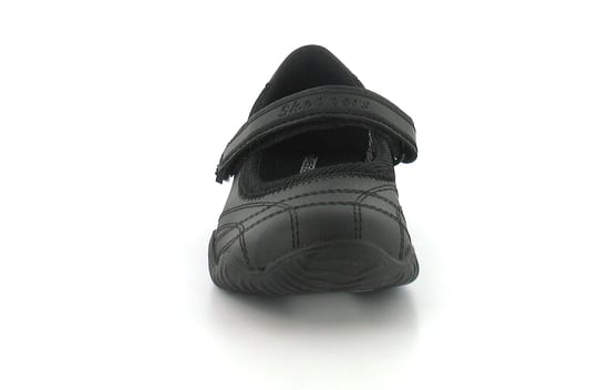 Neue Mädchen Schwarze Leder Skechers Schule Schuhe mit Klettverschluss - Image 2