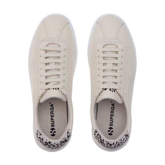 Superga Womens/Ladies 2843 Club S Dalmatiner Print Tumbled Leather Trainers (Beige Gesso) - Image 4