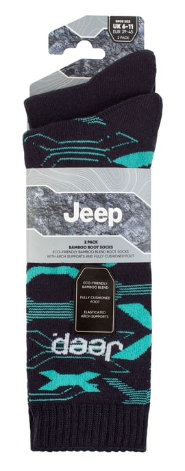 Mens Bamboo Arbeit Boot Socken | Jeep | weich und atmungsaktiv dicken Heavy Duty gepolstert Socken, stricken gerippt Stil Walking Socken - Navy / Türkis - Image 2