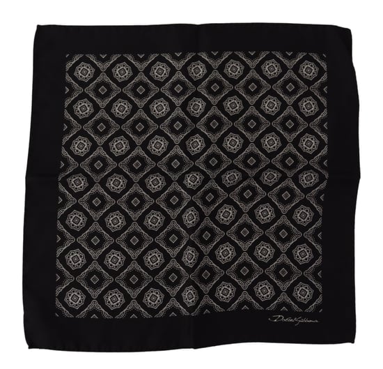 Dolce & Gabbana Black Geometric Patterned Square Handkerchief Men's Scarf