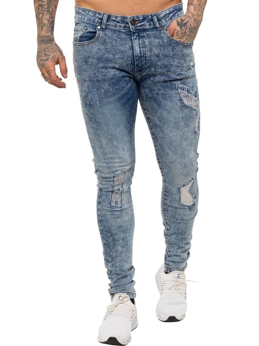 Enzo | Herren Skinny Stretch Ripped Jeans - Hellblau - Image 2