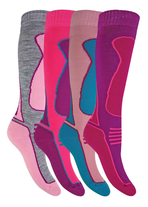 4 Paar Herren Damen Kinder Lange Kniestrümpfe aus Wollmischung Ski Socken - Image 1