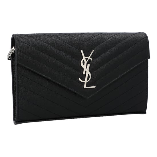 Saint Laurent Klassische Cassandre Kettenbörse aus Grain De Poudre Leder Schwarz - Image 2