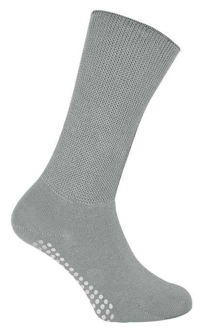 Extra breite Ödemsocken mit rutschfesten Griffen | Dr.Socks | Herren & Damen | Bambus Pantoffelsocken mit Grippern für geschwollene Beine Knöchel & Füße - Grau - Image 2