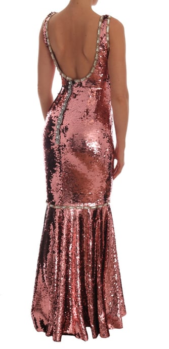 Dolce & Gabbana Robe fourreau rose pailletée et cristal pour femme - Image 3