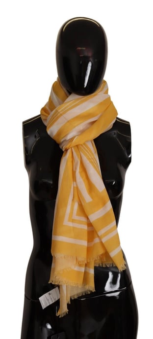 Dolce & Gabbana Women's Yellow White Striped Portocervo Shawl Scarf