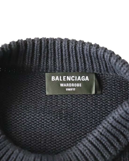 Balenciaga Übergroßer Bestickter College-Logo-Crewneck aus Baumwolle in Navy Blau - Image 4